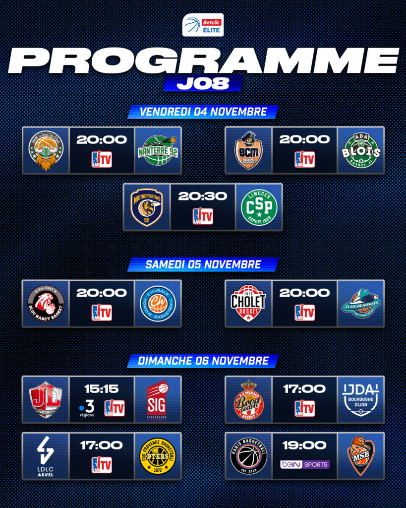 Le Programme TV De La J08 De Betclic ELITE - Betclic ELITE