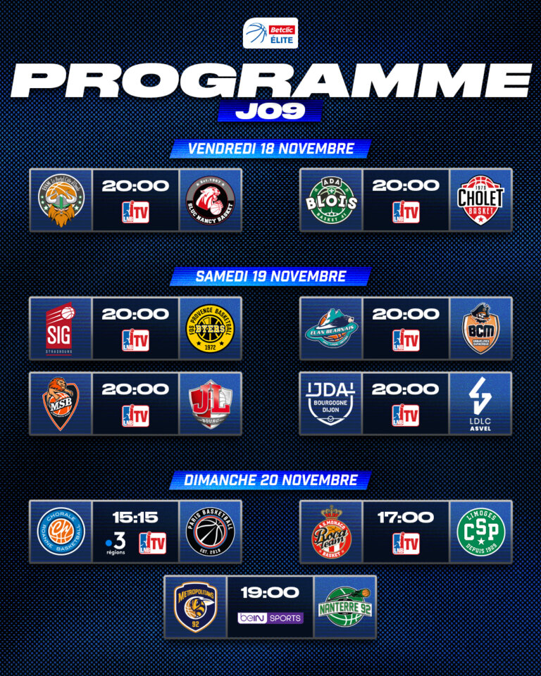 Le Programme TV De La J09 De Betclic ELITE - Betclic ELITE