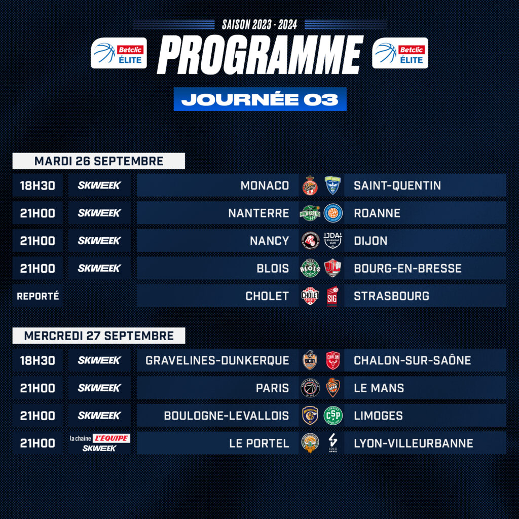 Le Programme TV De La 3ème Journée - Betclic ELITE